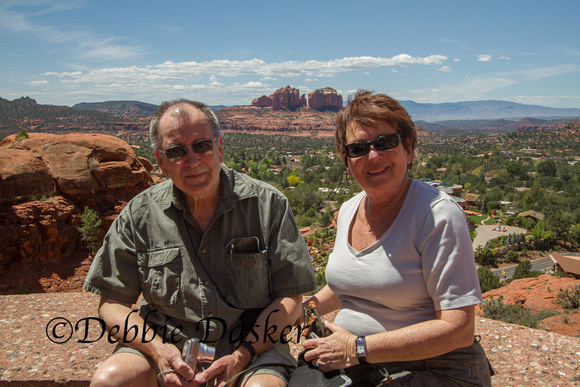 Mom and Dad with Cathedral Rock in the background - Sedona, Arizona